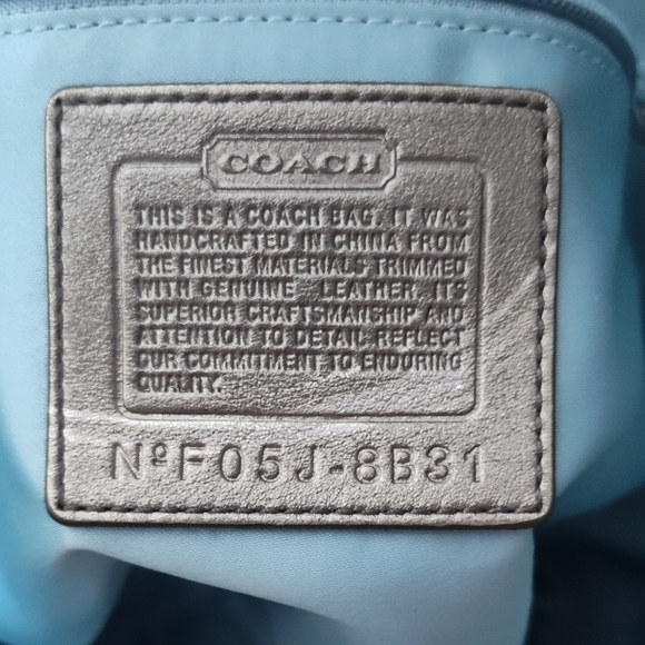 Coach 8B31 Torqoise Blue Suede Tote Gunmetal Beaded Zipper Shoulder Bag - Picture 3 of 17